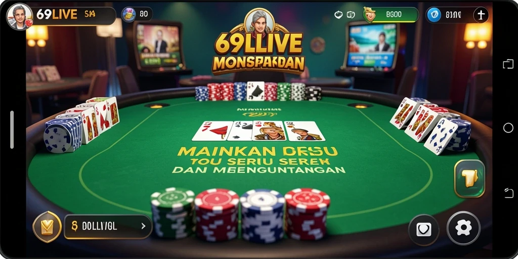 Tampilan gameplay seru di 69LIVE dengan berbagai pilihan poker.
