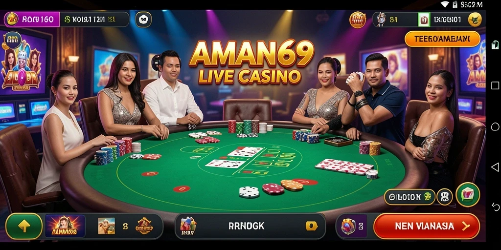Tampilan gameplay seru di AMAN69 dengan dealer langsung.