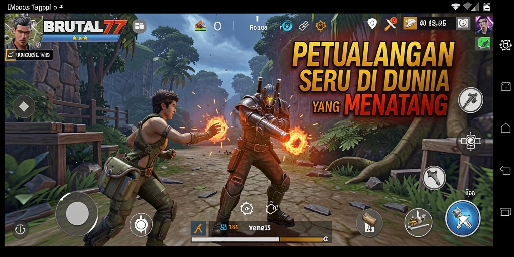 Tampilan gameplay menegangkan dalam BRUTAL77 yang memukau.