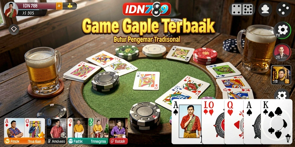 Screenshot IDN789 menampilkan gameplay Gaple yang menarik dan interaktif.
