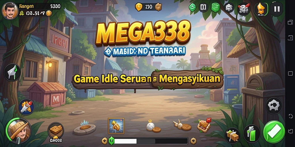 Tampilan screenshot MEGA338 menampilkan karakter dan sumber daya dalam permainan Idle.