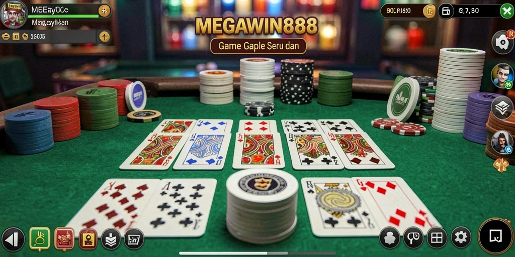 Tampilan seru gameplay Gaple di MEGAWIN888 yang memikat.