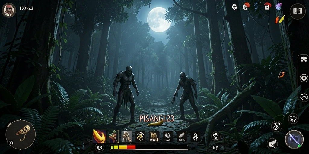 Tampilan menakutkan gameplay PISANG123 dengan suasana mencekam.