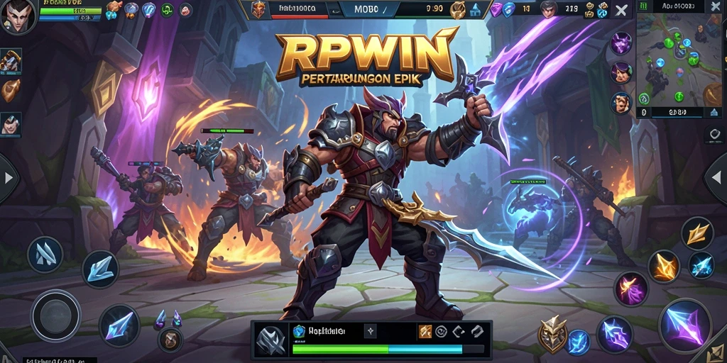 Tampilan action seru dalam pertempuran di RPWIN MOBA.