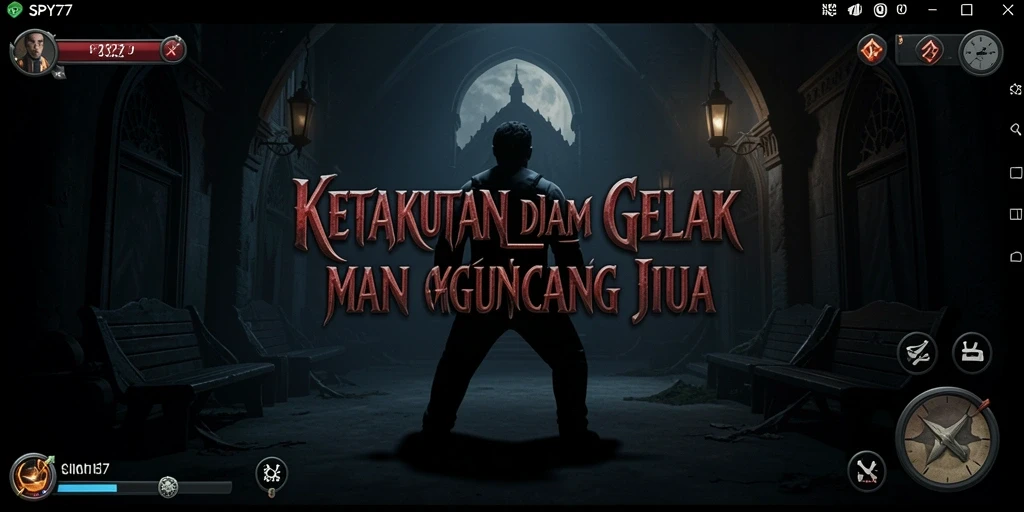 Screenshot gameplay SPY77 menampilkan suasana menyeramkan yang mencekam.