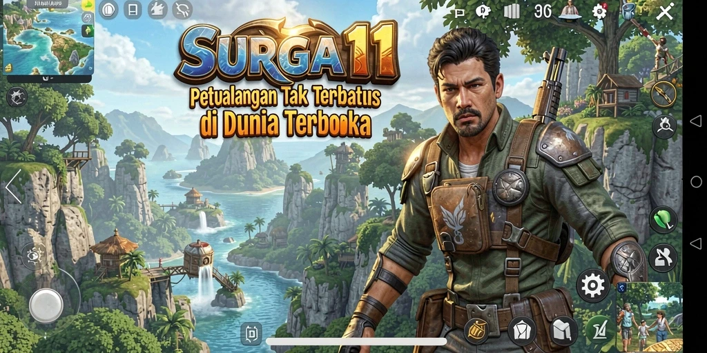 Tampilan permainan SURGA11 yang menampilkan petualangan seru di dunia terbuka.