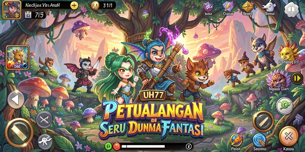 Screenshot menunjukkan pemain menjelajahi dunia magis UH77.
