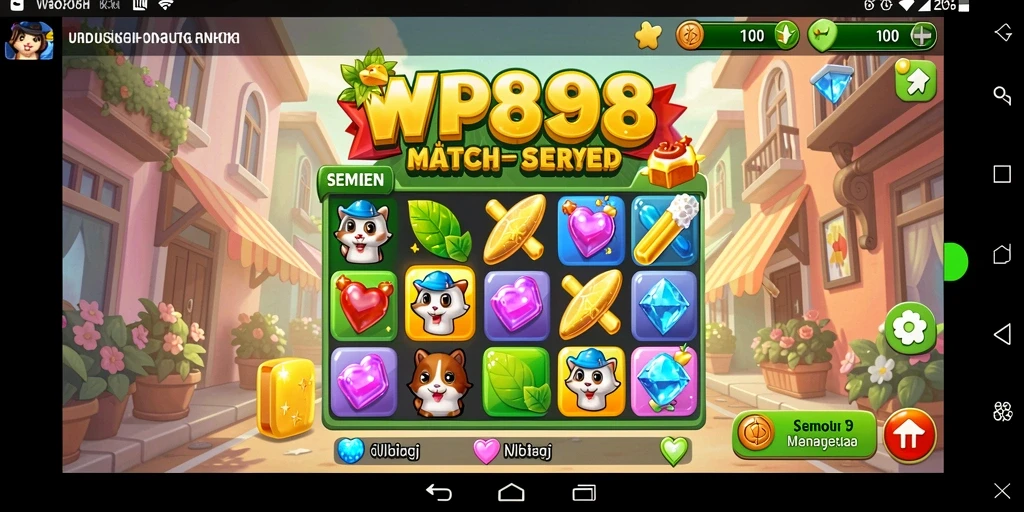 Tangkapan layar WP888 menampilkan gameplay Match-3 yang menantang dan menarik.